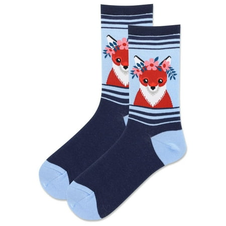 HotSox Women s Flower Crown Fox Socks 1 Pair Periwinkle Women s 9-11 Shoe