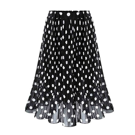 adviicd Skirts for Women Table Skirts for Rectangle Tables 8ft Womens Fashion Casual Polka Dot Pleated High Waist Midi Skirt Checke Skirt Tight