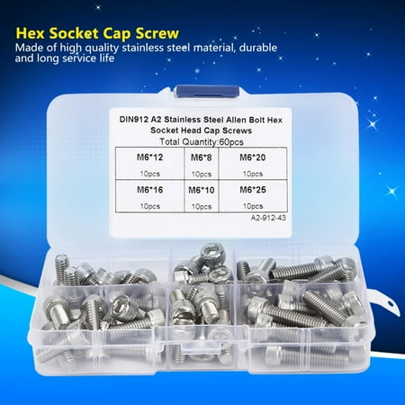Ymiko Fastener Hex Socket Screw 60Pcs Screw Set Hex Socket Stainless Steel 304 For Electronics Industry With Plastic Box
Ymiko Fastener Hex Socket Screw 60Pcs Screw Set Hex Socket Stainless Steel 304 For Electronics Industry With Plastic Box