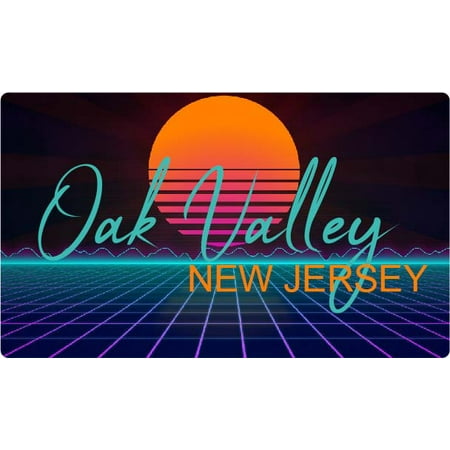 Oak Valley New Jersey 4 X 2.25-Inch Fridge Magnet Retro Neon Design