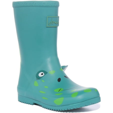 Joules JNR Roll Up Junior s Frog Print Wellington Boots In Green Size 13