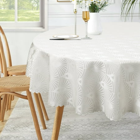 GlowSol 70 Round White Tablecloth Fan Shaped Flower Pattern Waterproof Heavy Weight Polyester Damask Table Cloth for Kitchen Parties Holiday Dinner Tabletop
GlowSol 70 Round White Tablecloth Fan Shaped Flower Pattern Waterproof Heavy Weight Polyester Damask Table Cloth for Kitchen Parties Holiday Dinner Tabletop