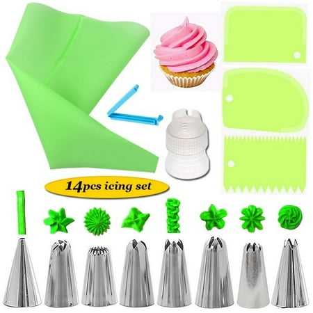 14 Pieces Cake Decorating Kit Supplies With 8 Stainless Steel Piping Nozzle Tips 1 Pastry Bag 1 Bag Clip 3 Icing Smoother Spatulas 1 Coupler
14 Pieces Cake Decorating Kit Supplies With 8 Stainless Steel Piping Nozzle Tips 1 Pastry Bag 1 Bag Clip 3 Icing Smoother Spatulas 1 Coupler