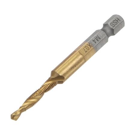 Uxcell M4x0.7 Titanium Coated High Speed Steel Combination Drill Tap Bit 2.64 Length
Uxcell M4x0.7 Titanium Coated High Speed Steel Combination Drill Tap Bit 2.64 Length