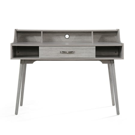 Noble House Adaline Mid Century Modern Fiberboard Home Office Desk, Grey Oak