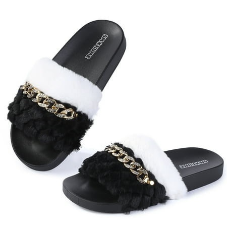 EastVita Womens Furry Slippers Open Toe House Casual Flat Slides Sandals Indoor Outdoor
EastVita Womens Furry Slippers Open Toe House Casual Flat Slides Sandals Indoor Outdoor