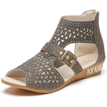 Rhinestone Cutout Wedge Sandals Women s Fashion Vintage Crystal Outdoor Hollow Out Zipper Sandals Shoes Roman Style Summer Beach Shoes Open Toe Elegant Glitter Casual Shoes Non-Slip
Rhinestone Cutout Wedge Sandals Women s Fashion Vintage Crystal Outdoor Hollow Out Zipper Sandals Shoes Roman Style Summer Beach Shoes Open Toe Elegant Glitter Casual Shoes Non-Slip