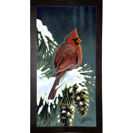 Winter Cardinal-WILGOE12175 Framed Print 30"x14.75" by Wilhelm Goebel in a Cafe Espresso