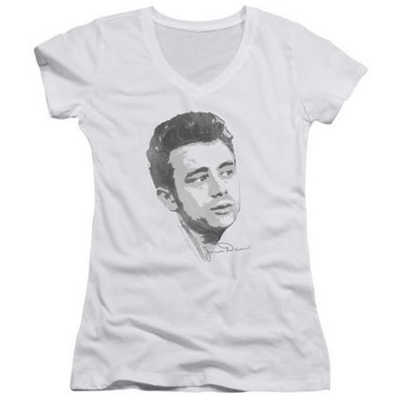 Trevco Dean-Vintage Face - Junior Tee V-Neck - White, Small