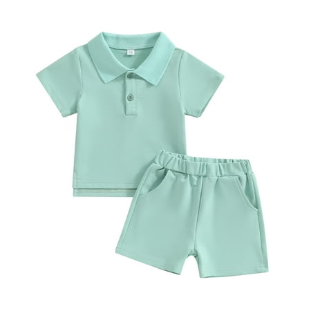 WERNZATT Baby Boy Summer 2 Piece Outfit Short Sleeve Turn-down Collar T-shirt with Elastic Waist Shorts Set
WERNZATT Baby Boy Summer 2 Piece Outfit Short Sleeve Turn-down Collar T-shirt with Elastic Waist Shorts Set