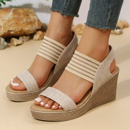 PEASKJP Strappy Sandals for Women Women s Solid Open Toe Anti-Slip Wedges High Heel Sandals Slippers Cross Strappy Sandals Beige 7
PEASKJP Strappy Sandals for Women Women s Solid Open Toe Anti-Slip Wedges High Heel Sandals Slippers Cross Strappy Sandals Beige 7