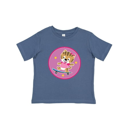 Inktastic Skateboarding Cat Girls Skateboarder Gift Baby Girl T-Shirt