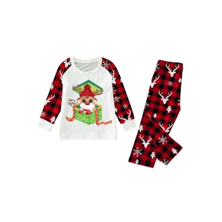 Lieserram Christmas Pajamas for Family Long Sleeve Deer Gift Box Print Tops + Plaid Pants Set
Lieserram Christmas Pajamas for Family Long Sleeve Deer Gift Box Print Tops + Plaid Pants Set