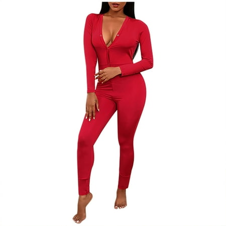Onesies Womens Pajamas Women Casual Deep-V Solid Button Romper Long Playsuit Strap Jumpsuit
Onesies Womens Pajamas Women Casual Deep-V Solid Button Romper Long Playsuit Strap Jumpsuit