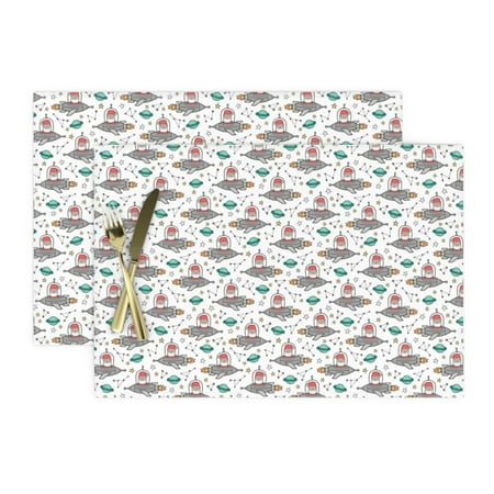 Cloth Placemats Santa Claus Santa Xmas Christmas Holidays Winter Set of 2