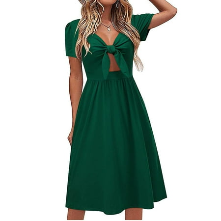 Aligament Women Short Sleeve Print V-neck Bow Knot Bandage Summer Party Dress Short Maxi Dresses for Women Black Pajama Top Women Green L
Aligament Women Short Sleeve Print V-neck Bow Knot Bandage Summer Party Dress Short Maxi Dresses for Women Black Pajama Top Women Green L