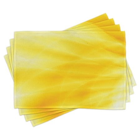 

Yellow Placemats Set of 4 Abstract Vibrant Summer Sun Inspired with Different Shades of Dreamlike Style Design Washable Fabric Place Mats for Dining Room Kitchen Table Decor Yellow by Ambesonne