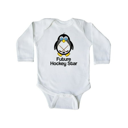 Inktastic Future Hockey Star Penguin Gift Baby Boy or Baby Girl Long Sleeve Bodysuit