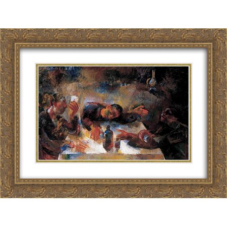Vilmos Aba Novak 2x Matted 24x20 Gold Ornate Framed Art Print 'Drinkers (Wine Drinkers)'