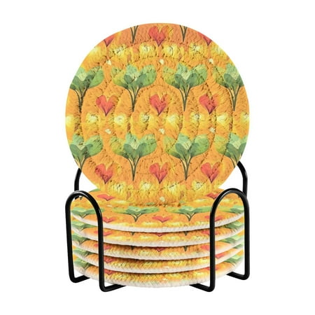 6 Pcs Drink Coasters with Holder Absorbent Coasters Minimalist Home Decor Coaster Set Stylish Handmade Round Woven Coaster for Drinks Table Desk Protection Tulips Petals Pattern
6 Pcs Drink Coasters with Holder Absorbent Coasters Minimalist Home Decor Coaster Set Stylish Handmade Round Woven Coaster for Drinks Table Desk Protection Tulips Petals Pattern
