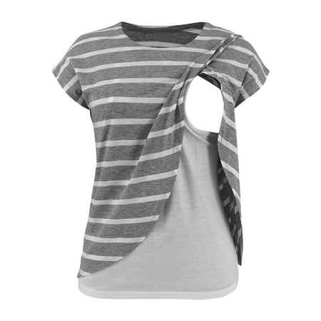 Awdenio Clearance Ladies Top Fashion Solid Color Stripe Print Short Sleeve Maternity Breastfeeding Clothe
Awdenio Clearance Ladies Top Fashion Solid Color Stripe Print Short Sleeve Maternity Breastfeeding Clothe
