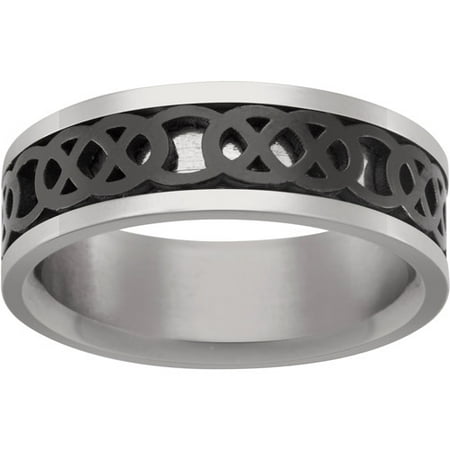 Men's Black IP and Stainless Steel Celtic Spinner Band