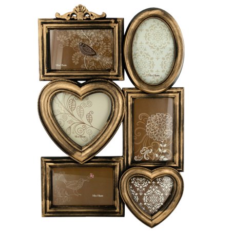 Antique Style Brass Brushed Collage Photo Frame (Pack Of 3)