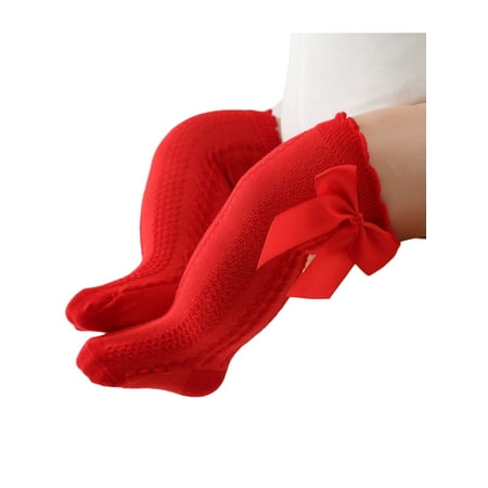 Binpure Infant Girls Socks Cute Bowknot Decoration Knee-Length Knitted Socks