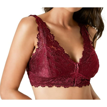 MOLUTAN Wireless Padded Bra for Women Floral Lace Bralette Front Zipper Closure Racerback Crop Tops Deep V Lingerie Plunge Bras
MOLUTAN Wireless Padded Bra for Women Floral Lace Bralette Front Zipper Closure Racerback Crop Tops Deep V Lingerie Plunge Bras