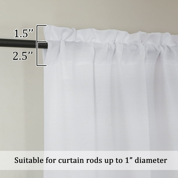 OVZME Bethany Faux Linen White Curtains 84 Inches Long 2 Panels Set, Solid Soft Airy Light Filtering Slub Textured Farmhouse Window Treatments with Rod Pocket for Living Room... OVZME Bethany Faux Linen White Curtains 84 Inches Long 2 Panels Set, Solid Soft Airy Light Filtering Slub Textured Farmhouse Window Treatments with Rod Pocket for Living Room... - Image 4