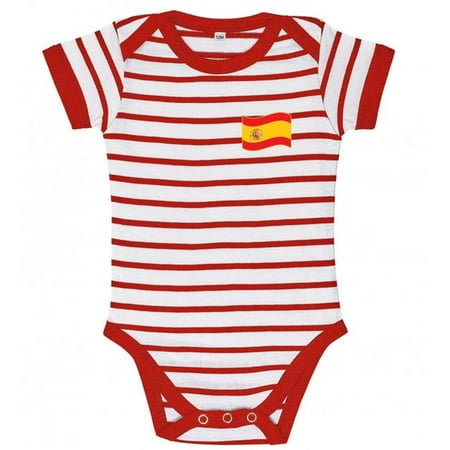 Spain Striped Baby Bodysuit Red & White - 18-23 Months