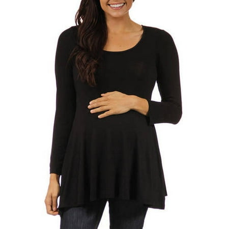Women s Long-sleeve Scoop Neck Maternity Tunic Top
