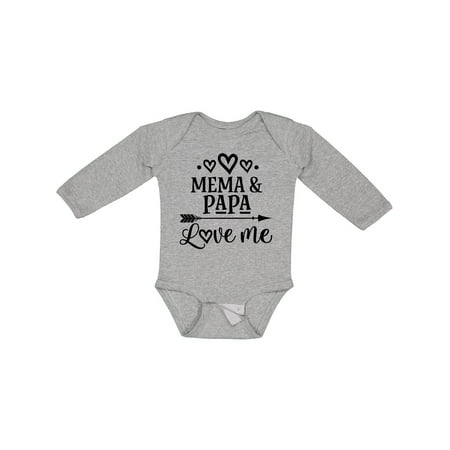 Inktastic Mema and Papa Love Me Gift Baby Girl Long Sleeve Bodysuit