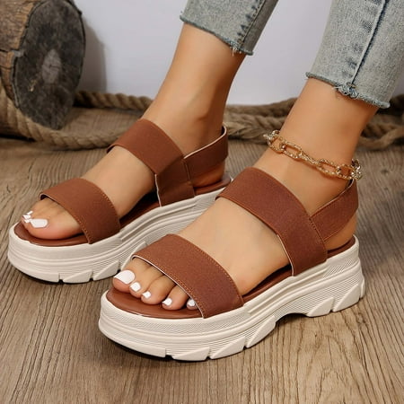ZHELIYO Women s sandals Women Summer Elastic Band Solid Casual Open Toe Platform Flat Comfortable Beach Shoes Sandals Brown 7.5
ZHELIYO Women s sandals Women Summer Elastic Band Solid Casual Open Toe Platform Flat Comfortable Beach Shoes Sandals Brown 7.5
