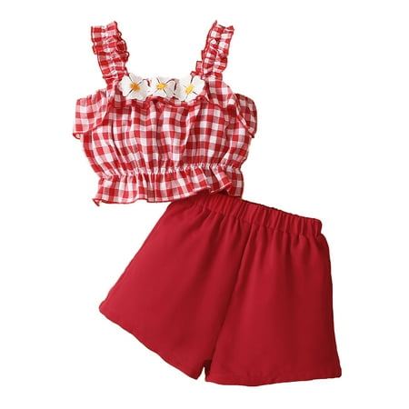 Infant Baby Girls Clothes 18 Months Baby Girls Summer Short Outfit Sets 24 Months Sling Plaid Prints Tops Elastic Shorts 2PCS Set Red
Infant Baby Girls Clothes 18 Months Baby Girls Summer Short Outfit Sets 24 Months Sling Plaid Prints Tops Elastic Shorts 2PCS Set Red