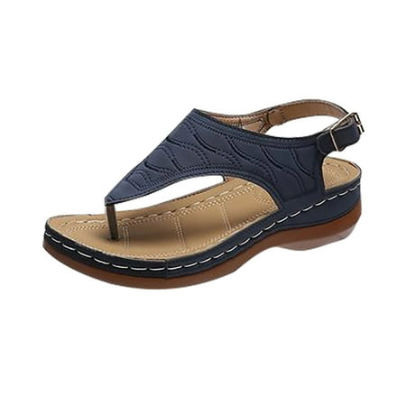Penkiiy Wedge Sandals Casual Women s Shoes Embroidered Flip-flops Women s Sandals