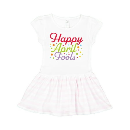 Inktastic Happy April Fools with Colorful Dots Gift Toddler Girl Dress