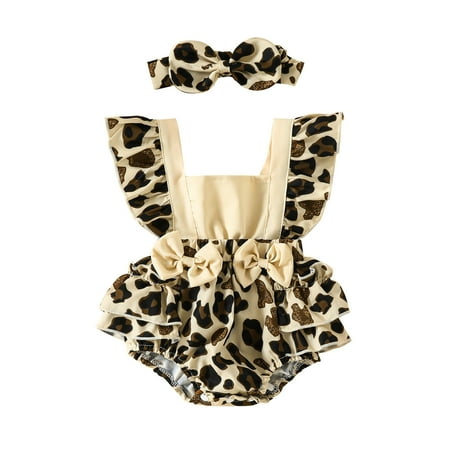 Infant Girls Bodysuit Butterfly Sleeve Leopard Floral Rose Printed Backless Ruffle Trim With Headbands Outdoor Sports Play Wear Soft Jumpsuits
Infant Girls Bodysuit Butterfly Sleeve Leopard Floral Rose Printed Backless Ruffle Trim With Headbands Outdoor Sports Play Wear Soft Jumpsuits