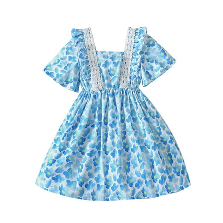 Girls Summer Lace Sleeve Square Neck Fragmented Flower Pattern Dress Blue 2 To 6 Years Old Baby Girl Clothes
Girls Summer Lace Sleeve Square Neck Fragmented Flower Pattern Dress Blue 2 To 6 Years Old Baby Girl Clothes