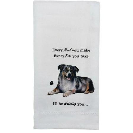 E&S Pets 711-53 Australian Shepherd Aussie Dog Kitchen Towel Off-white