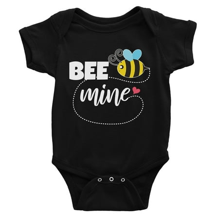 Bee Mine Cute Baby Bodysuit Black Cute Infant Jumpsuit For Newborn
