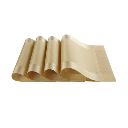 SiCoHome Vinyl Placemats,Gold Placemats for Dining Table,Set of 4 Gold
