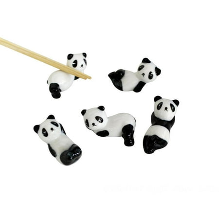 

5PCS Ceramic Chopstick Holder Chopstick Holder Panda Shape Chopstick Rest Spoon Fork Racks Holder Ceramic Craft Decoration size 5.5*2.5*2CM (Random C-Style)
