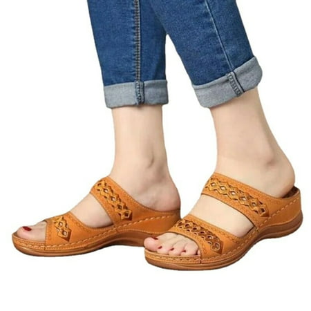 Women Chic Sandals Pure-color Flower Printed Slippers Open Toe Breathable for Summer Beach Yellow 35
Women Chic Sandals Pure-color Flower Printed Slippers Open Toe Breathable for Summer Beach Yellow 35
