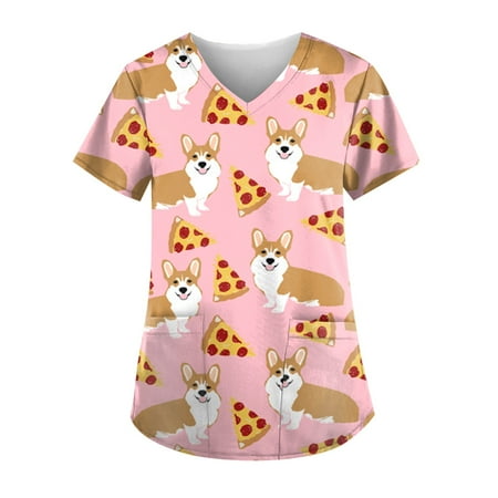 QAZXD Scrubs Tops for Women Cute Corgi Print Short Sleeve Workwear Tops with Pockets Breathable V Neck Nursing
QAZXD Scrubs Tops for Women Cute Corgi Print Short Sleeve Workwear Tops with Pockets Breathable V Neck Nursing