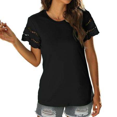 Fsqjgq Solid Color Shirts Womens Women Lace Short Sleeve T Shirt Summer Top Loose Casual Tee Shirt Solid Color Fashion Loose Top Shirt Softball Pajamas Black Xxl
Fsqjgq Solid Color Shirts Womens Women Lace Short Sleeve T Shirt Summer Top Loose Casual Tee Shirt Solid Color Fashion Loose Top Shirt Softball Pajamas Black Xxl