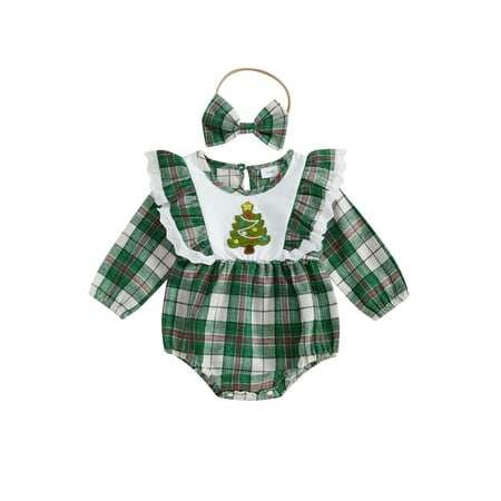 Baby Toddler Girls Christmas Jumpsuit 0 3 6 12 18 Months Long Sleeve O Neck Lace Trim Plaid Romper with Headband
Baby Toddler Girls Christmas Jumpsuit 0 3 6 12 18 Months Long Sleeve O Neck Lace Trim Plaid Romper with Headband