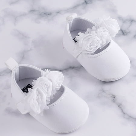 Toyella Baby Toddler Shoes Soft-soled Baby Cotton Shoes Wearing Flower Shoes White 12cm