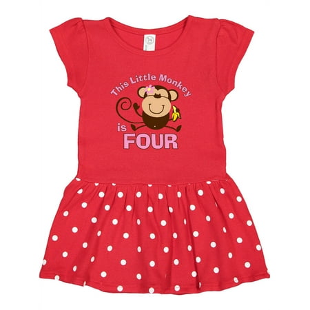 Inktastic Little Monkey Girl 4th Birthday Gift Toddler Girl Dress