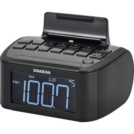 Sangean RCR-28 AM/FM Stereo/AUX-In Digital Tuning Clock Radio with Lighting Connector Dock for Apple iPhone 5/5S and 6/6 Plus, Black